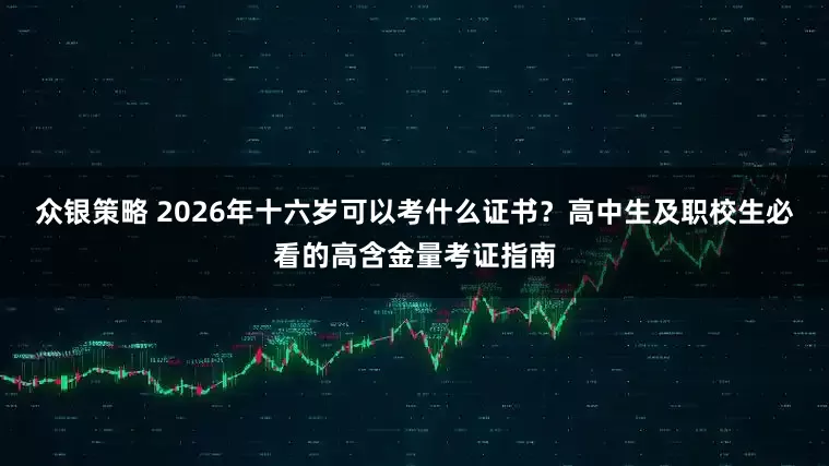 众银策略 2026年十六岁可以考什么证书？高中生及职校生必看的高含金量考证指南